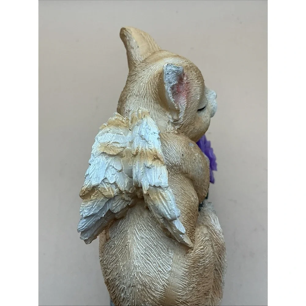 Cat Angel Memorial Statue Sleeping Orange Tabby Peace Garden Figurine Stone